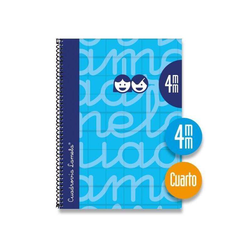 Lamela Cuaderno Espiral Cubierta Extradura 80h 4º Cuadrícula 4mm C/ Margen Azul Pack -5u-