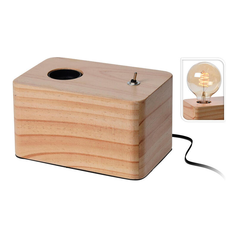 Lámpara Con Base De Madera 20x20x8,8cm