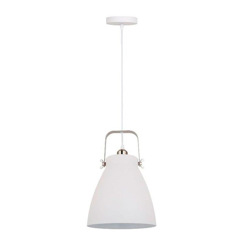 Lámpara De Techo, Colgante, E27, Blanco + Nickel, Ø270 X 1200 Mm