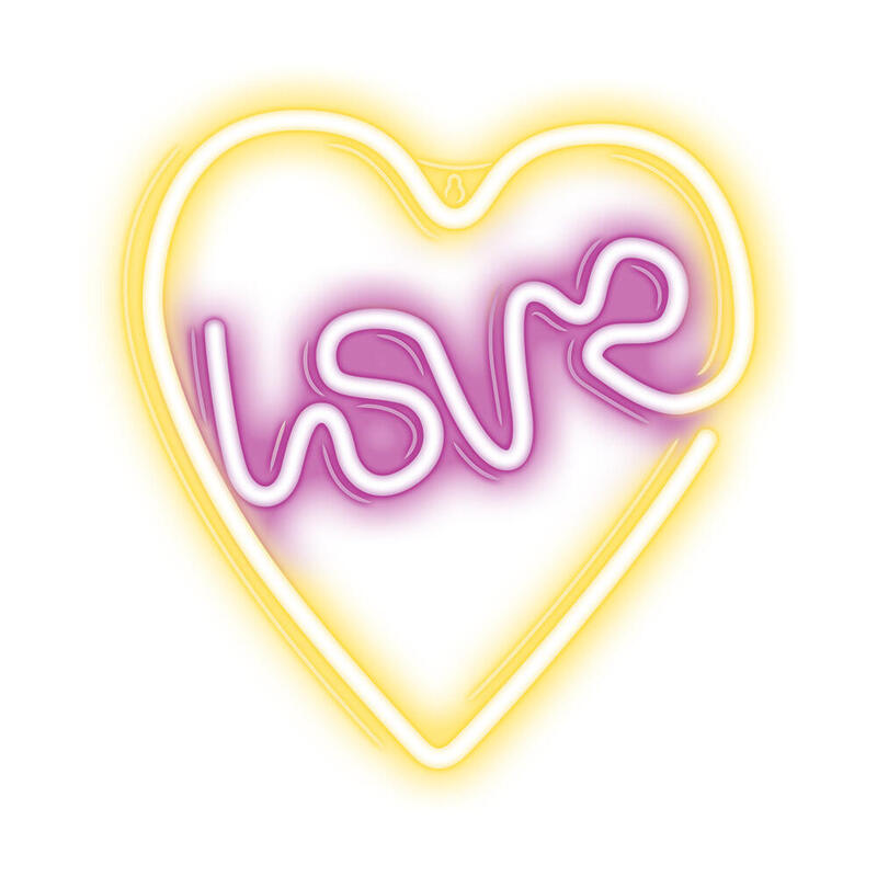 Lampara Forever Neon Led Love Heart Purple White