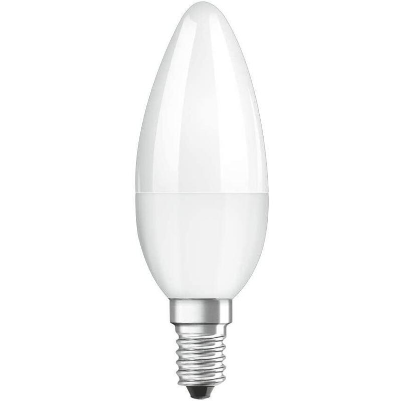 Lámpara Led Osram E14, Blanco Cálido (2700k), Forma De Vela, 5w, Recambio Para Bombilla De 40w
