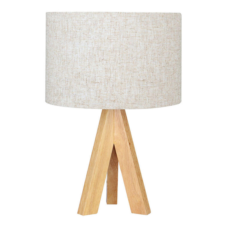 Lámpara Mesa E27 Madera Y Tela (Bombilla No Incluida)