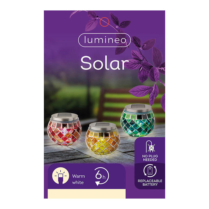Lámpara Solar Diseño Mosaico 9cm Colores Surtidos. 894596
