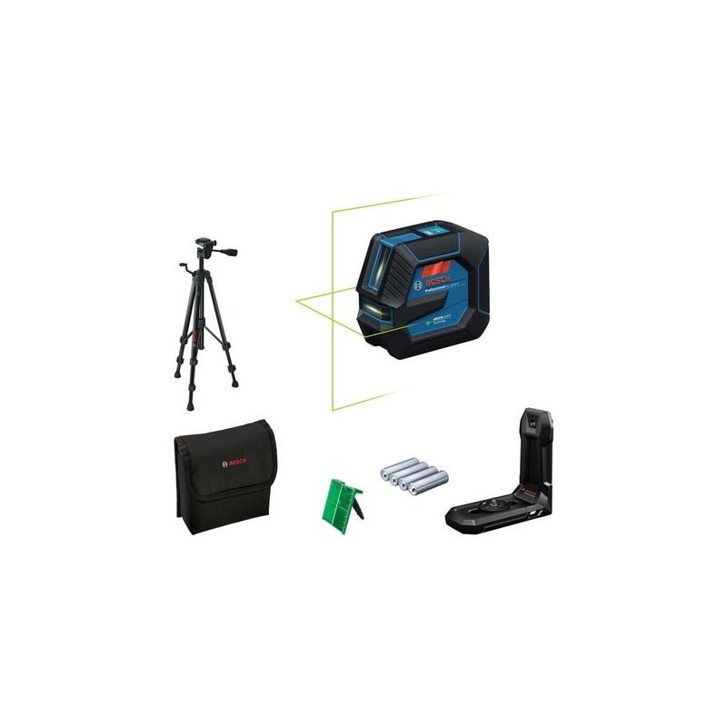 Láser De Línea Bosch Professional Gll 20-22 G Líneas Láser Profesionales Azul Negro, Verde, Incl. Soporte Universal Lb 10 Y Trípode De Construcción Bt 150 601065601