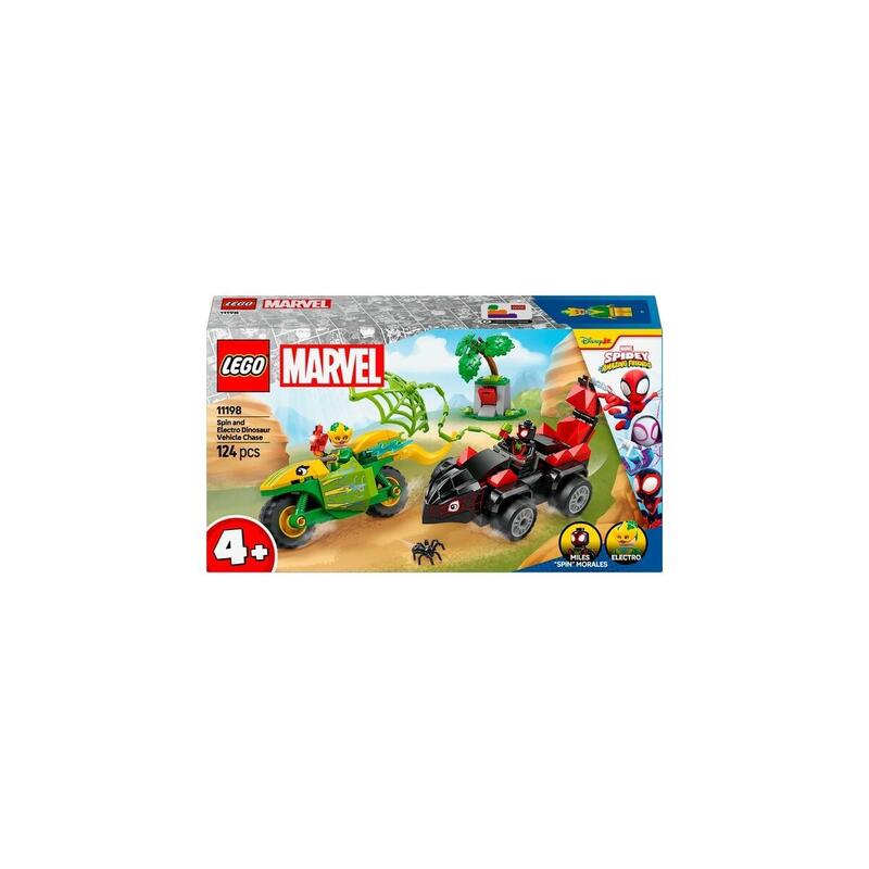Lego 11198 Marvel Spidey Y Sus Súper Amigos, Acción Divertida Con Giros Y Electro En Sus Dinosaurios Velocistas, Juguete De Construcción 11198