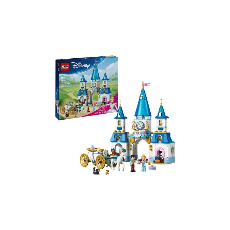 Lego 43275 Disney Princess Juguete De Construcción Castillo Y Carruaje Tirado Por Caballos De Cenicienta 43275