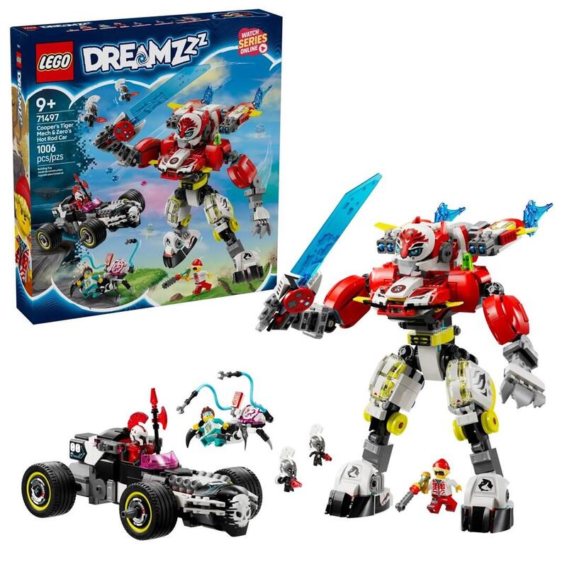 Lego 71497 Dreamzzz Juguete De Construcción: Tiger Mech De Cooper Y Hot Rod Car De Zero 71497