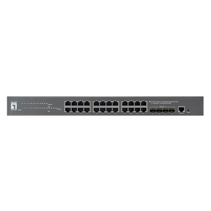 Levelone Switch 24x Ge Gtp-2871 4x10gsfp+19" 400w 24xpoe+