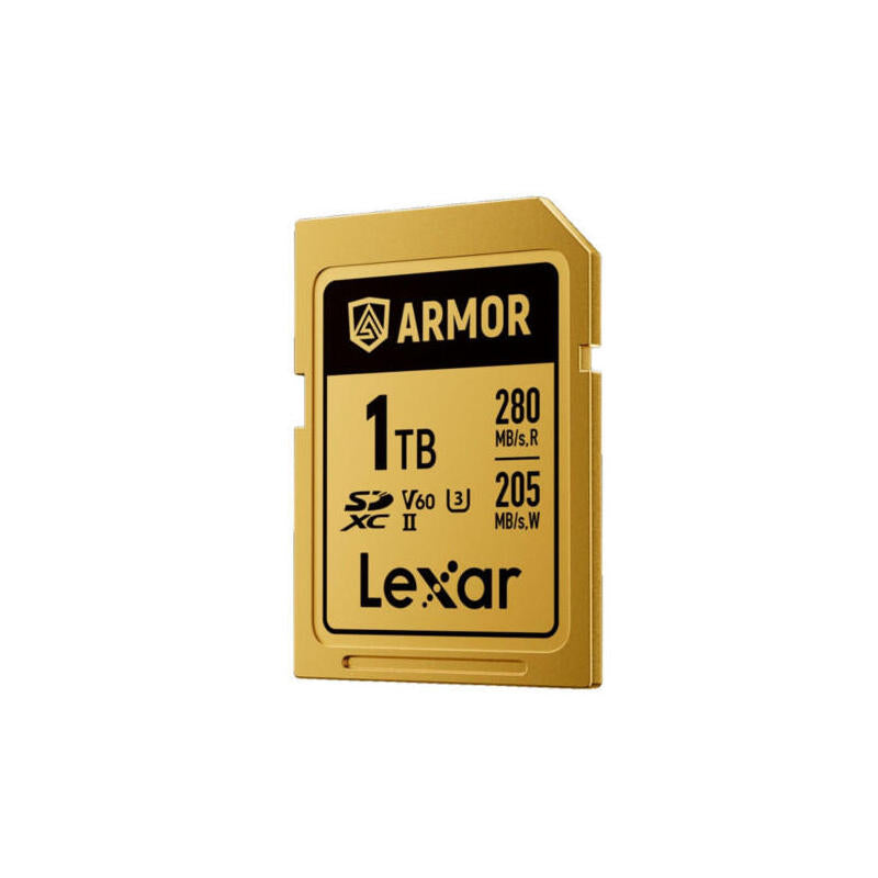 Lexar 1tb Professional Armor Gold Sdxc Uhs-Ii Cards, Up To 280mb/S Read 210mb/S Write C10 V60 U3,Stainless Steel Casing, Ip68