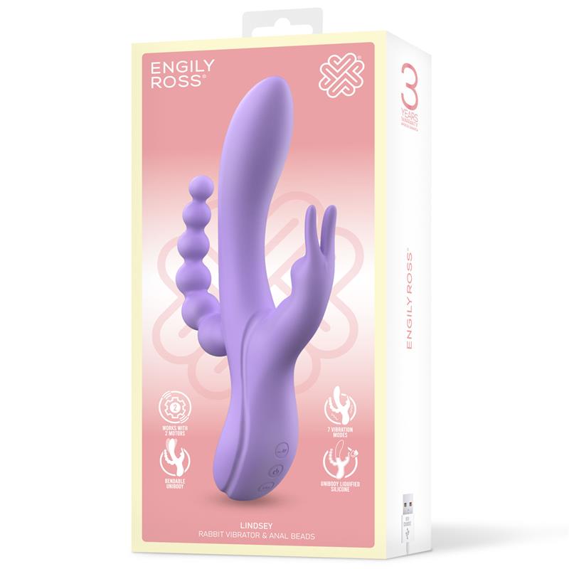 Vibrador Lindsay Con Cadena Anal Silicona Líquida Unibody Flexible 2 Motores