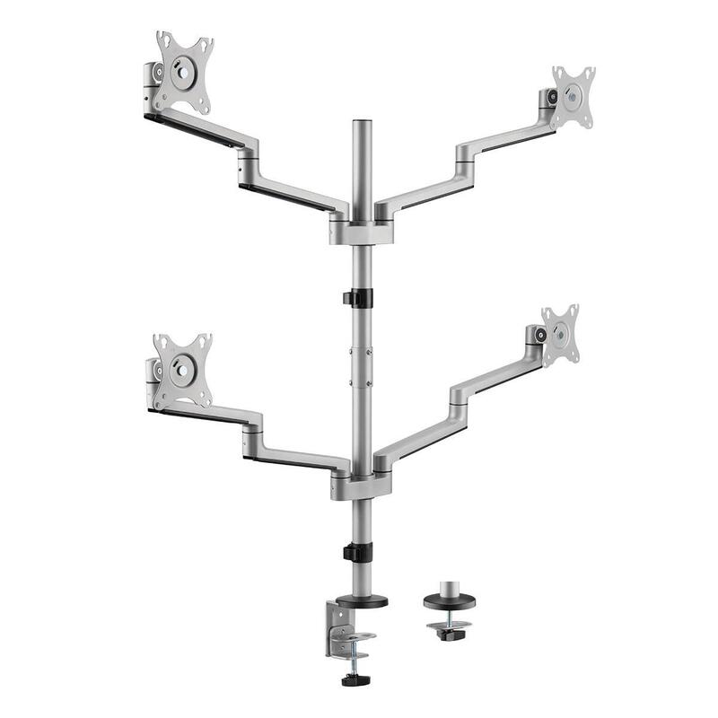 Logilink Bp0211 Quad Monitor Mount 17-32" 6 Kg Per Arm Tiltable Swivelling And Rotatable Clampable