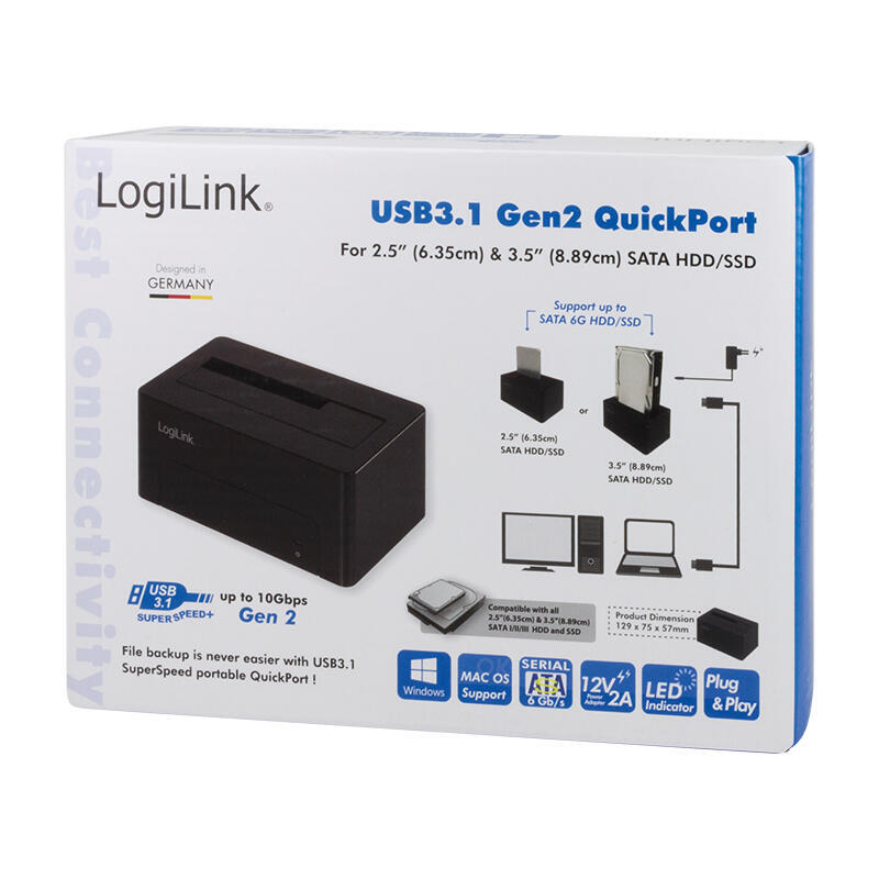 Logilink Qp0027 Dockingstation 2,5" + 3,5" Sata Hdd/Ssd Type-C Negro