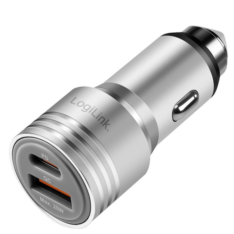 Logilink Usb Car Charger, 2 Port, 20w Fast Charging, Plata