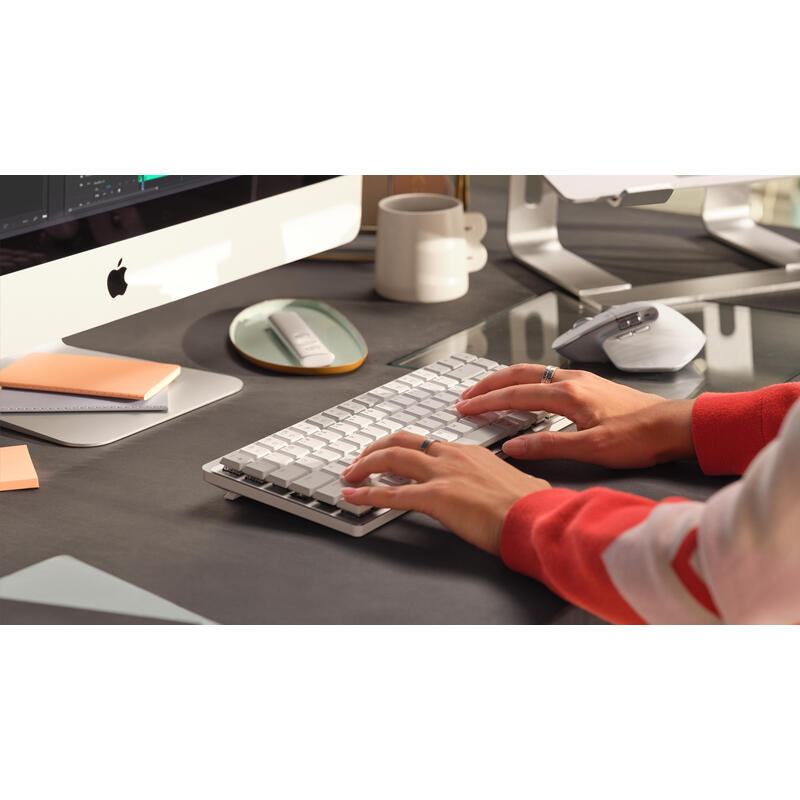 Logitech Mx Mechanical Mini Para Mac, Teclado Gris Claro/Blanco, Disposición De, Switches Táctiles, Bluetooth, Compatible Con Macos, Ipados E Ios 920-010794