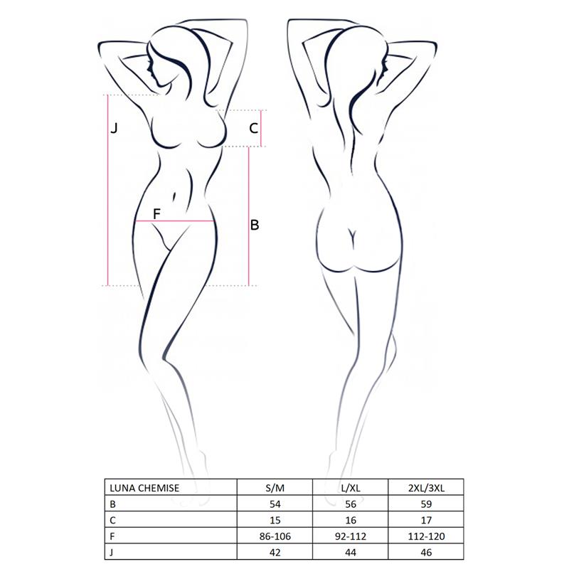 Luna Chemise Negro Talla (Interno):S/M
