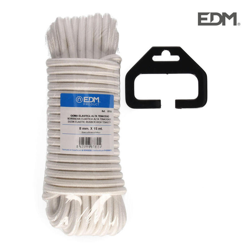 Madeja 15m Goma Elastica Alta Tenacidad Blanca. Calibre 8mm Edm