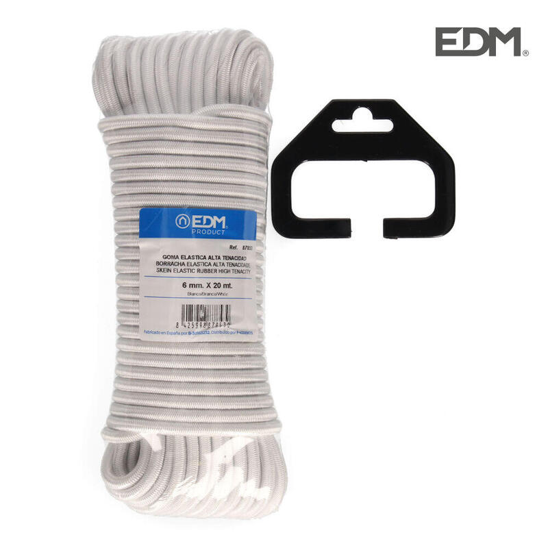 Madeja 20m Goma Elastica Alta Tenacidad Blanca. Calibre 6mm