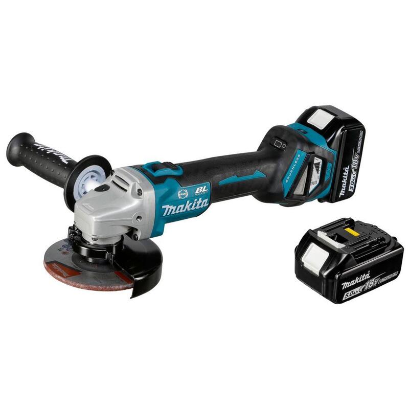 Makita Amoladora Angular Inalámbrica Dga513rtj, 18volt Azul / Negro, Makpac Tamaño 2, 2x Batería De Ion De Litio 5.0 Ah