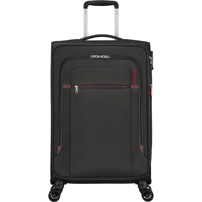 Maleta Mediana American Tourister Crosstrack Spinner Expansible 67cm 67.5x42x27.5cm 4 Ruedas Gris Y Rojo