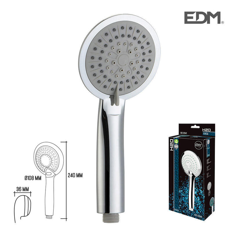 Mango De Ducha Anticalcareo. Moderno. 3 Funciones. Color Cromo. Edm