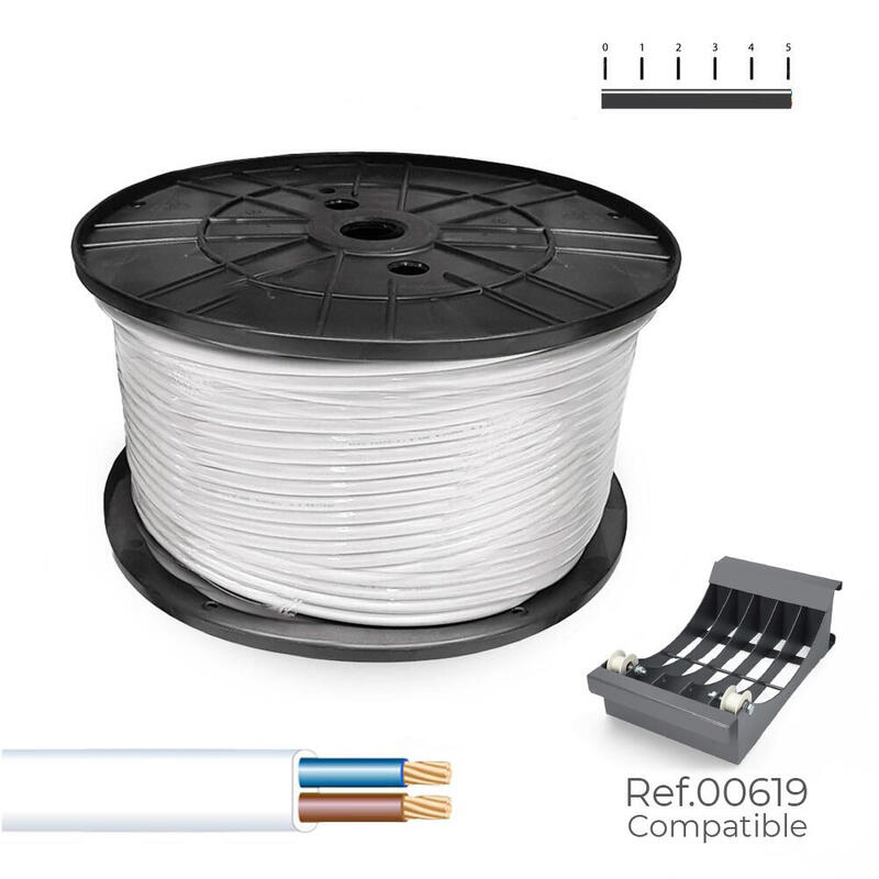 Manguera Plana H05vvh2-F 2 X 1,5 Mm² Blanca, 200 M. (Bobina Grande)
