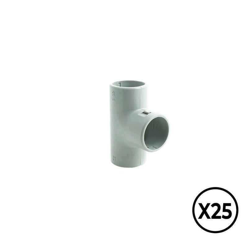 Manguito En T Inspeccionable De Pvc Ø 20 Mm, Gris, 25 Unidades