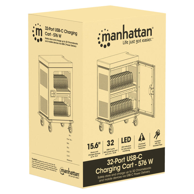Manhattan 102353 Carro De Gestión Y Carga Para Dispositivos Portátiles Gris