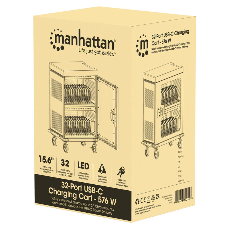 Manhattan 102353 Carro De Gestión Y Carga Para Dispositivos Portátiles Gris