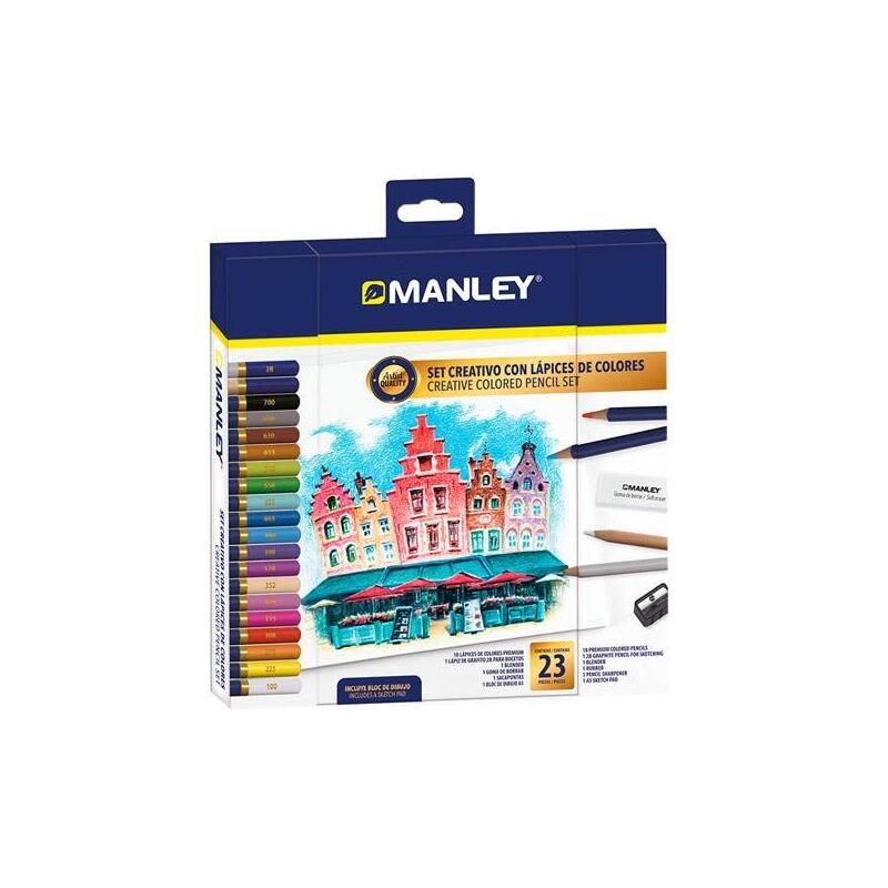 Manley Set Creativo Lápices De Colores 23 Piezas Surtido