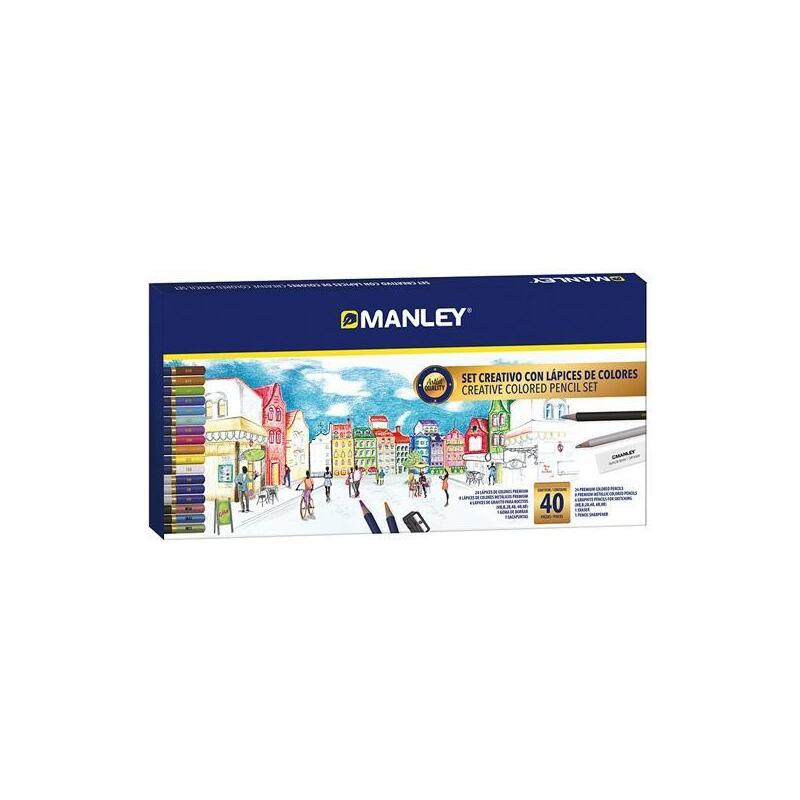 Manley Set Creativo Lápices De Colores 40 Piezas Surtido