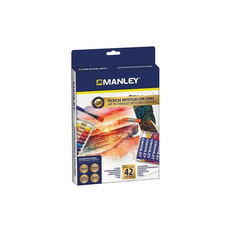 Manley Set De Técnicas Artísticas Con Ceras Caja 42 Piezas C/Surtidos
