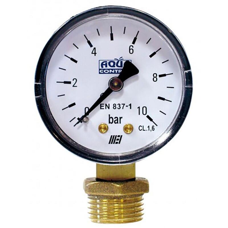 Manómetro Para Presión De Agua 0-10 Bares, Conexión ¼ Pulg. - ½ Pulg