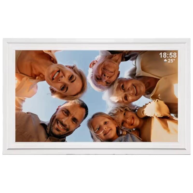 Marco De Fotos Digital Con Wifi Pantalla De 15,6 Pulgadas Táctil Ips Hd De 1920x1080 Tarjeta De Memoria 32gb Incluida - Color Blanco