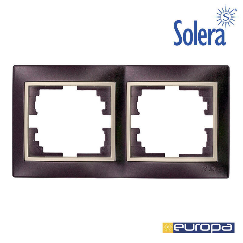 Marco Para 2 Elementos Horizontal Marco Negro Y Aro Perla 154x81x10mm Serie Europa Solera Erp72nu