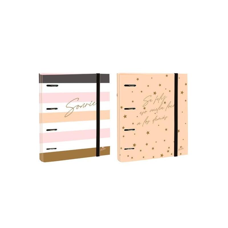 Mariola Carpeblock 4 Anillas Mixtas 40mm Folio C/Goma Cartón Forrado Plastificado 6 Frases Diseños Surtidos