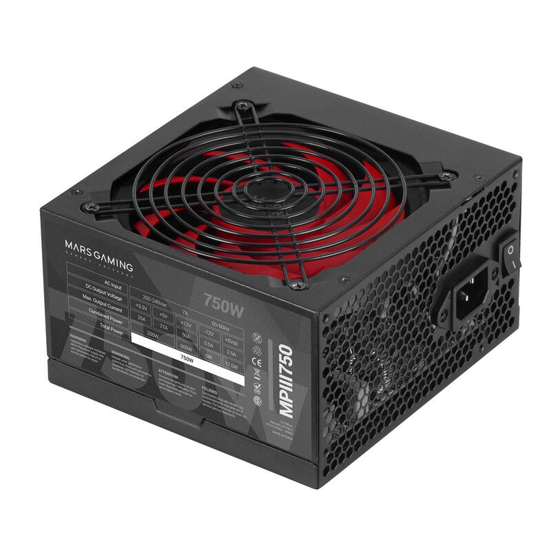 Mars Gaming Mpiii750 Fuente Alimentación Pc 750w Atx 85% Eficiencia 5 Años Garantía