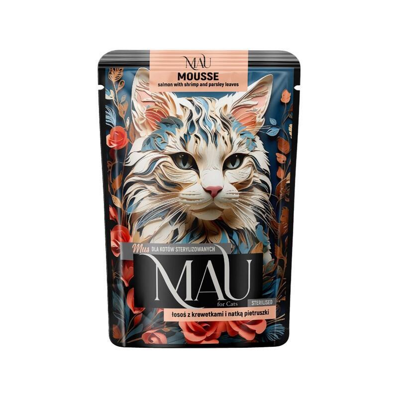 Mau Mus Salmón Con Gambas Y Perejil Para Gatos Esterilizados 85 G