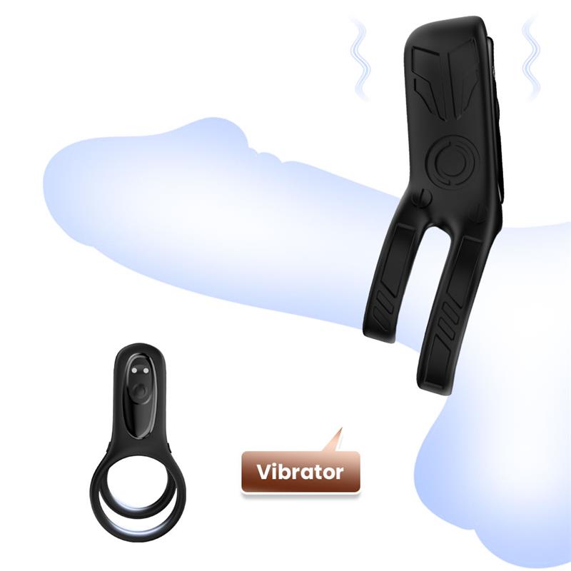 Mecha-Style Anillo Doble Para El Pene Con Vibracion