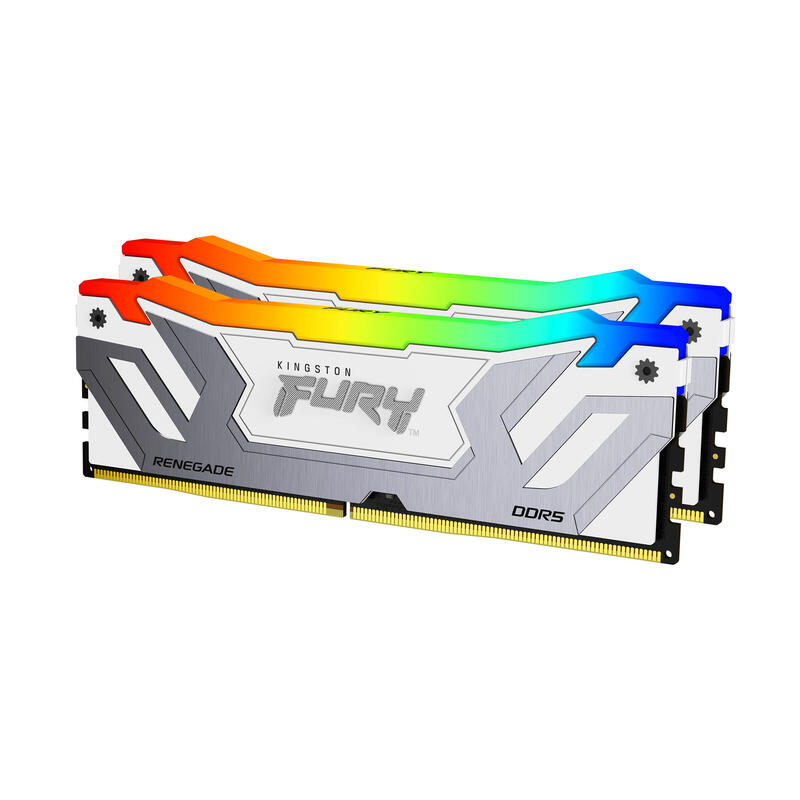 Memoria Kingston 48 Gb Ddr5-8800 (2x 24 Gb) Dual-Kit (Plata/Blanco, Kf588cu42rwak2-48, Renegade Rgb, Intel Xmp) Kf588cu42rwak2-48