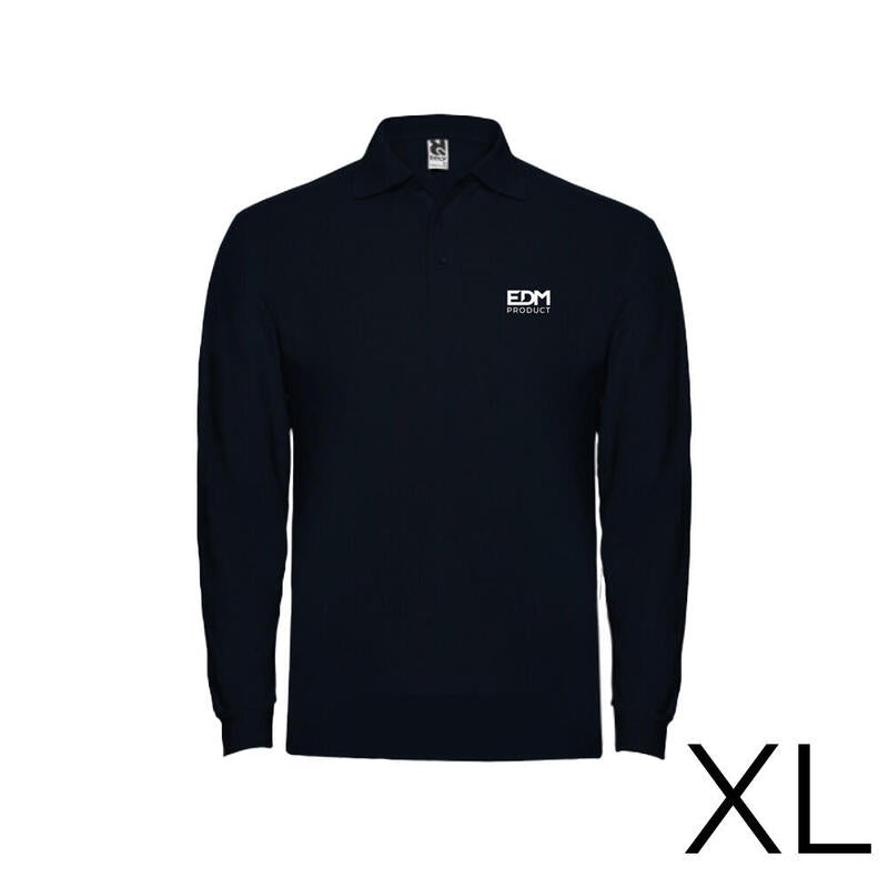 *Merchandising* Polo Negro Manga Larga Talla-Xl 65% Poliéster 35%Algodon Edm