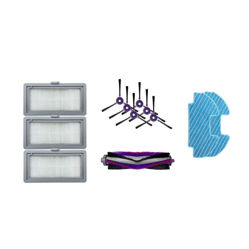Midea Spare Parts Kit: Side Brush×6pcs, Main Brush×1pc, Hepa Filter×3pcs, Mopping Cloth×2pcs For I5c