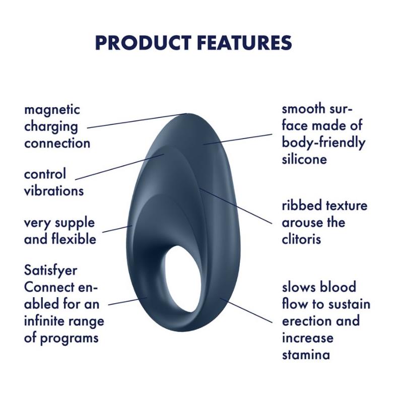 Mighty One Anillo Vibrador Con App Azul