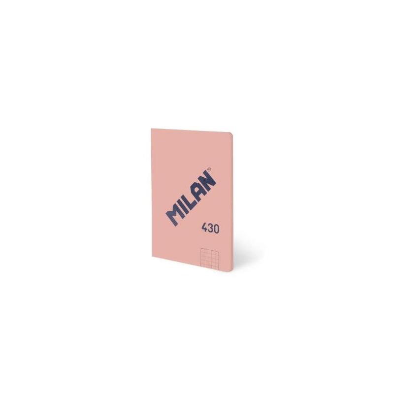 Milan 430 Libreta Encolada Formato A6 Cuadricula 5x5 - 48 Hojas De 95 Gr/M2 - Microperforado - Tapa Blanda - Rosa