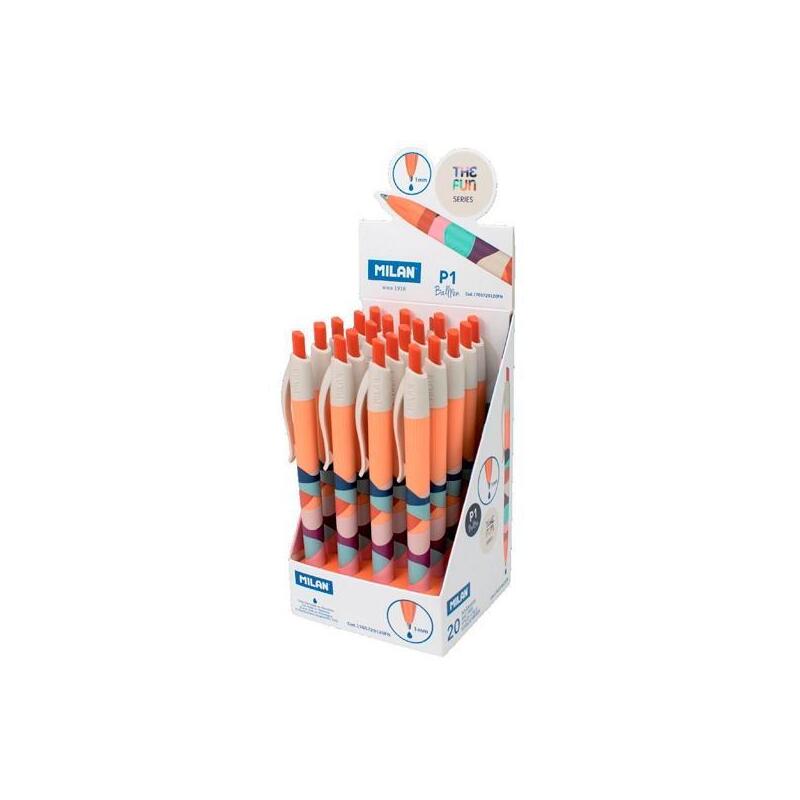 Milan Bolígrafo P1 Serie The Fun Caja Expositora 20 Tinta Azul C/Surtidos
