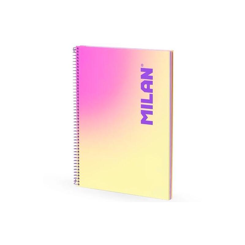 Milan Cuaderno Espiral A4 90h 95gr Cuadrícula 5x5 Tapa Dura Colección Sunset Amarillo