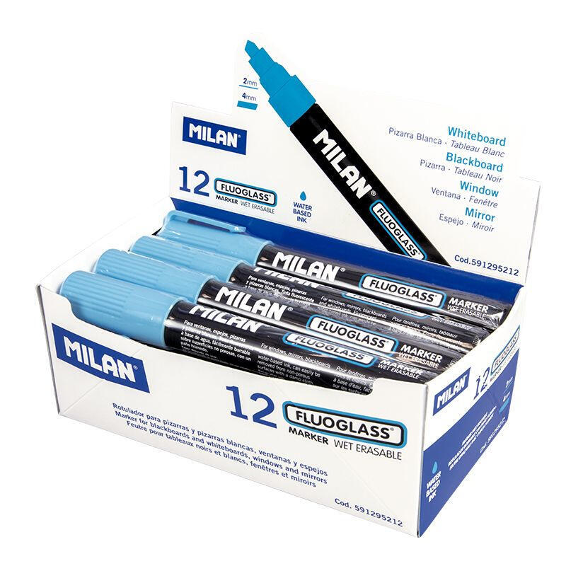 Milan Fluoglass Rotulador Borrable Azul
