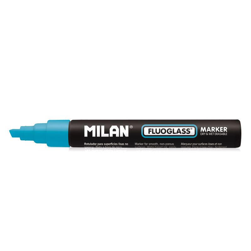 Milan Fluoglass Rotulador Borrable Azul