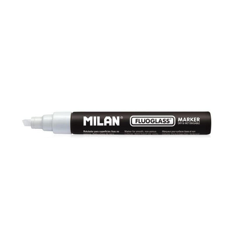 Milan Fluoglass Rotulador Borrable Punta Biselada Blanco