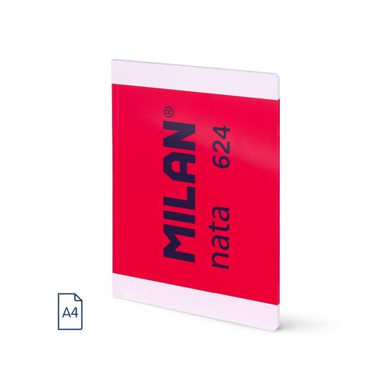 Milan Nata 624 Libreta Encolada Formato A4 Cuadricula 5x5mm - 48 Hojas De 95 Gr/M2 - Microperforado - Rosa