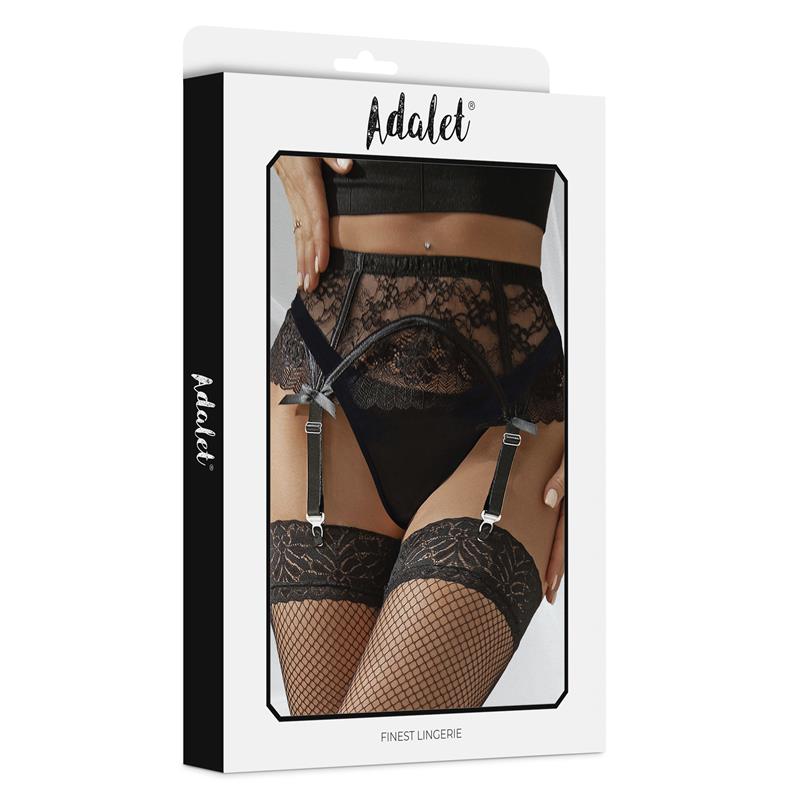 Miranda Liguero De Encaje Con Tanga Negro Talla (Interno):S/M